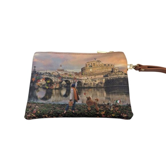 Y Not? Womens European Scenic Wristlet Wallet Print & Gold Zipper Accents - Picture 2 of 11